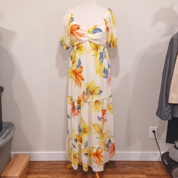 Kate Lily Floral Pull On Tiered Empire Waist Maxi Dress NEW- Sz. 12 - Picture 9 of 9